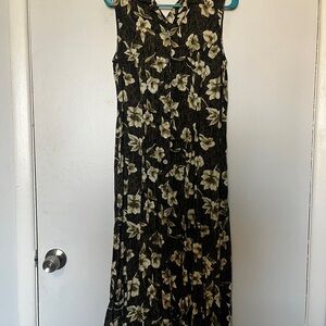 Vintage Croft & Barrow Floral Button Up Maxi Dress with criss cross back